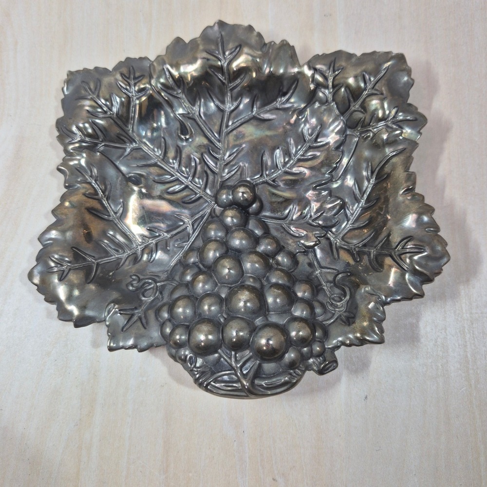 Godinger Silver Art Co Grape Leaf Trinket‎ Dish Candy Bowl Catchall